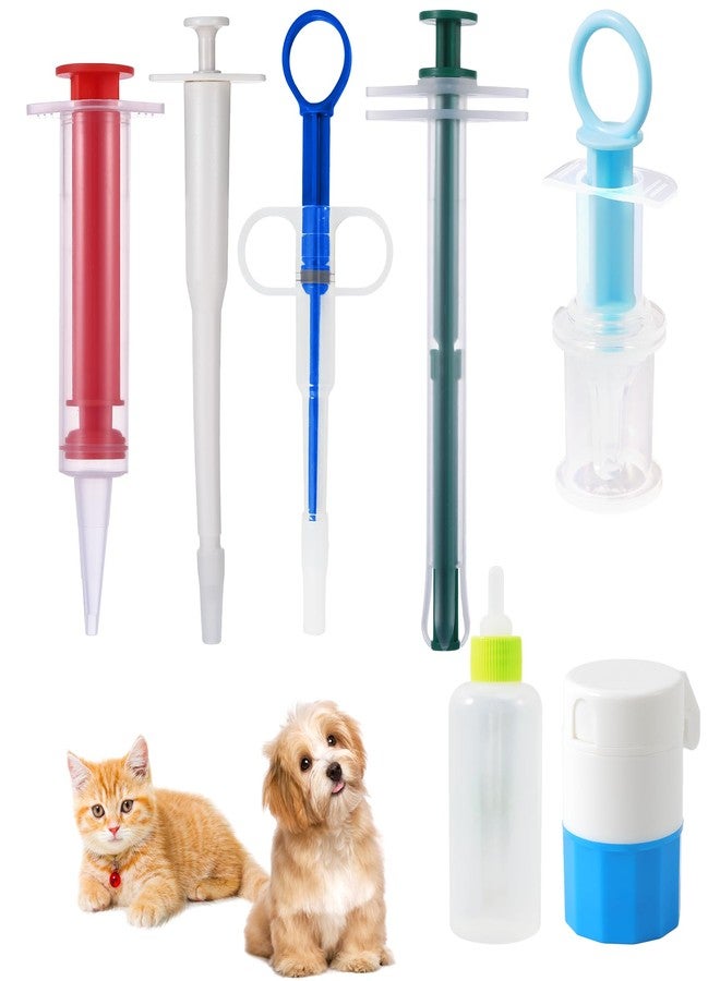 Hoohnnaa 7 Pack Cat Pill Shooter, Pill Cutter and Crusher for Pets, Tablet & Liquid Soft Tip Pill Pusher for Cats, Pet Popper for Cats Dogs, Pet Medicine Feeder, Kitten Puppy Bottle Feeding Kit (Set C) - Image 1